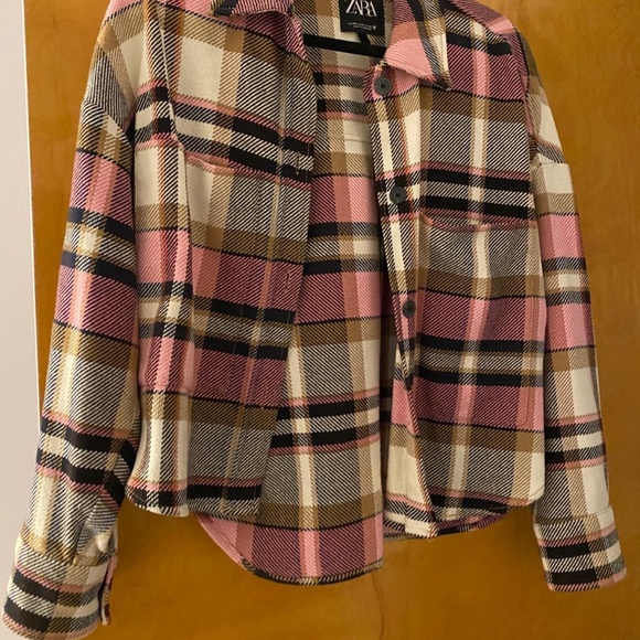 Zara women’s pink plaid overshirt Xs - Picture 4 of 8